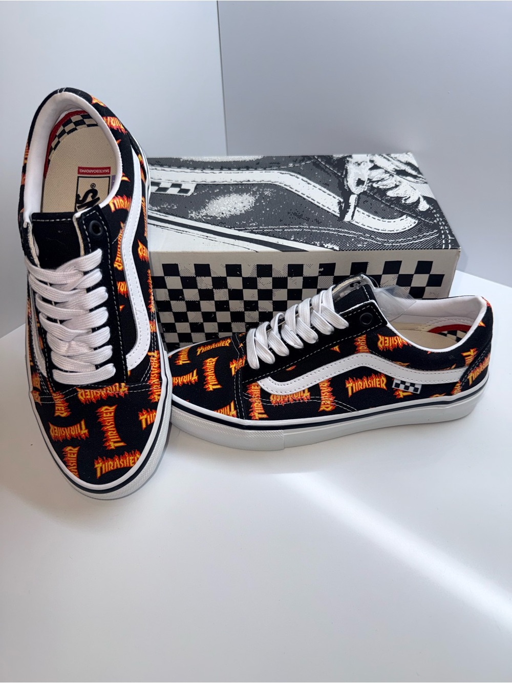 Vans x Thrasher Skate Old Skool Allover Flame Logo W/ Box | M8/W9.5